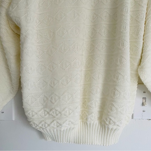 Vintage 70s 80s LAUREN KNITWEAR CORP Cream White Cable Knit Sweater - Picture 12 of 16